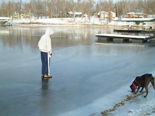 ice walking with my dog